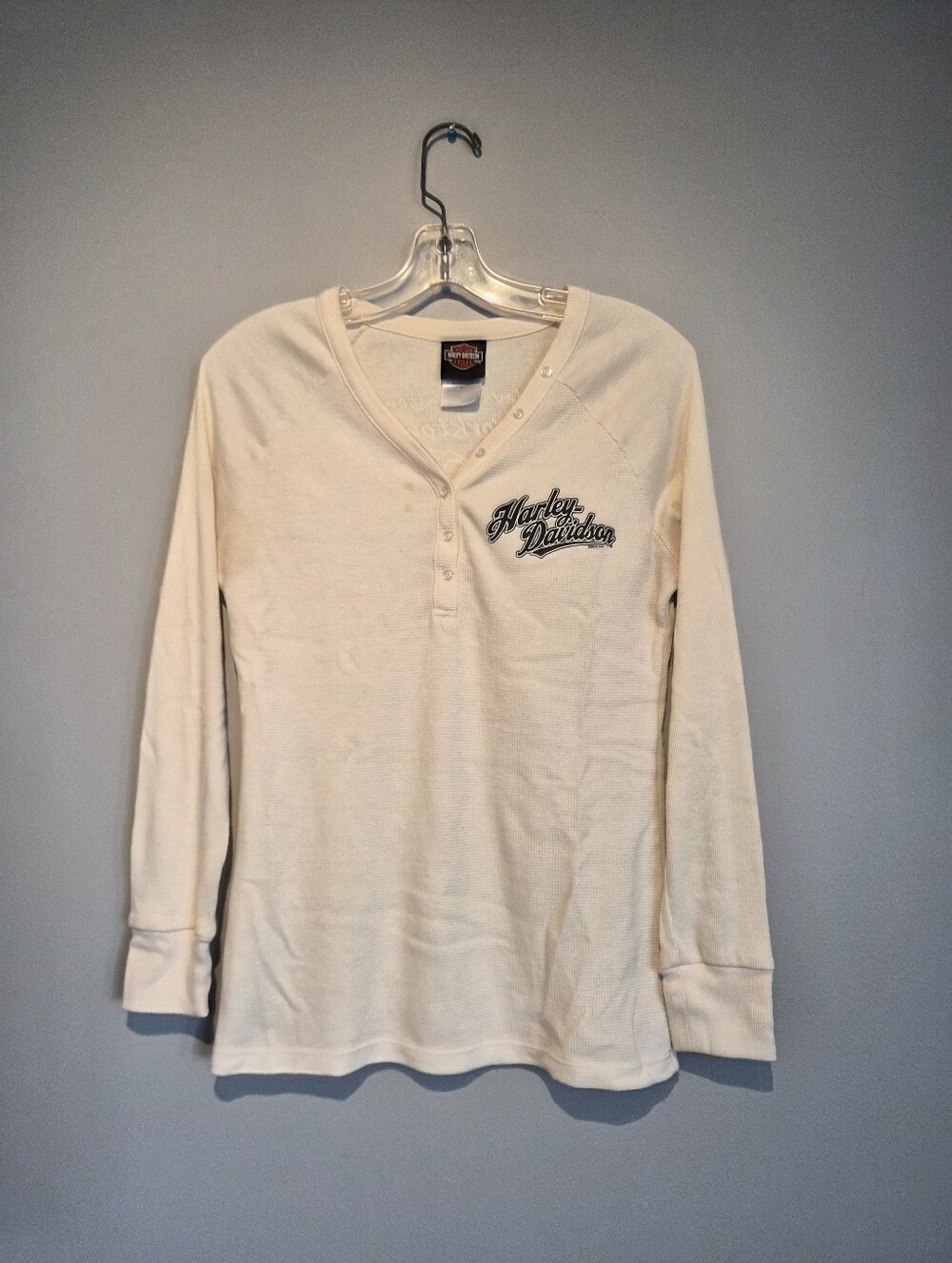 Harley Davidson Canada Long Sleeve Waffle Button Up | Size Large